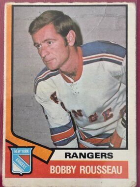 RARE, VINTAGE, 1974 OPEE CHEE, BOBBY ROUSSEAU, NEW YORK RANGERS HOCKEY CARD!!!